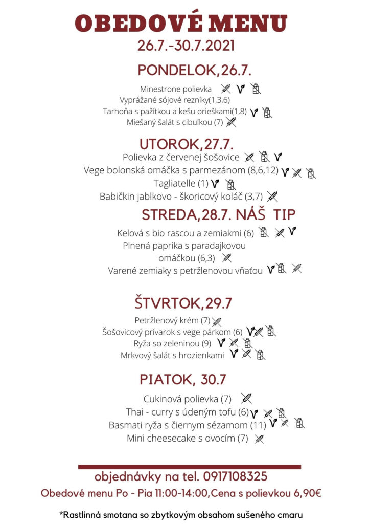 Obedové menu LightHouse Club