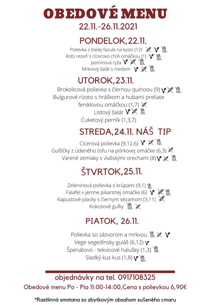 Obedové menu LightHouse Club